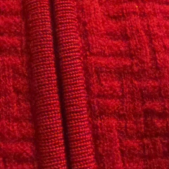 Talbots Wool Red Zip-Front Textured Knit Jacket - Picture 10 of 11